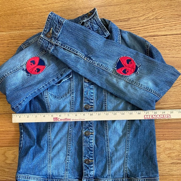 Tommy Hilfiger Jean Jacket Women’s Large (Juniors) Blue Lady Bug Patches Denim - Picture 8 of 8